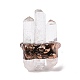 トリプル 天然水晶 イレギュラー ブレット オープン カフ リング  女性のための真鍮のゴシックジュエリー  カドミウムフリー＆鉛フリー  赤銅鉱  usサイズ7 1/4(17.5mm) G-I330-16R-2