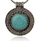 Antique Silver Tone Alloy Dyed Synthetic Turquoise Pendants PALLOY-J100-02AS-1