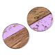 Transparent Resin & Walnut Wood Pendants RESI-S389-025A-B01-2