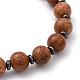 Эластичные браслеты из натурального дерева с бусинами BJEW-JB05464-01-2