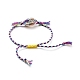 印刷されたカウリーシェルビーズ編みこみのビーズのブレスレット  綿編み紐とナイロン糸を使用  紫色のメディア  1/4インチ〜3-3/4インチ（0.65~9.7cm） BJEW-JB05058-01-3