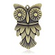 Nickel Free & Lead Free Antique Bronze Tibetan Style Alloy Owl Big Pendants for Halloween PALLOY-J377-56AB-NR-1
