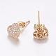 Brass Micro Pave Cubic Zirconia Stud Earrings EJEW-F125-08G-2