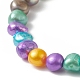 Braccialetto elasticizzato con perline di perle naturali tinte per donna BJEW-JB09189-02-4