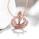 Rose Gold Plated Tin Alloy Crown Pendant Necklaces NJEW-BB02209-4