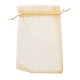 オーガンジーバッグ巾着袋  リボン付き  ゴールデンロッド  15x10cm X-OP-R016-10x15cm-15-2