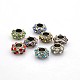 Vintage Large Hole Antique Silver Alloy Pave Rhinestone Rondelle European Beads Fit Snake Chains X-RB-O021-M-1