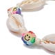 Bracelet de perles tressées en coquillage cauri naturel BJEW-JB07400-04-2