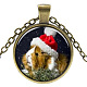 Christmas Theme Glass Pendant Necklaces NJEW-J056-B969-AB-1