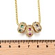 Латунный микропаве разноцветный кубический цирконий 3 рондель подвеска коробка цепочка ожерелья NJEW-K287-03G-5