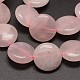 Flat Round Natural Rose Quartz Beads Strands G-L298-06-2