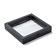 正方形の透明なpe薄膜サスペンションジュエリーディスプレイボックス  リングネックレスブレスレットイヤリング収納用  ブラック  11x11x2cm CON-D009-01C-03-2