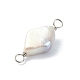 Encantos del conector envueltos en alambre de cobre de la perla keshi de la perla barroca natural PALLOY-JF02085-02-3