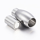 Smooth 304 Stainless Steel Magnetic Clasps with Glue-in Ends STAS-H402-18P-4mm-2
