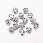 Tibetischer stil legierung perlen, Flachrund, Antik Silber Farbe, Bleifrei und Cadmiumfrei und Nickel frei, 7x7x3 mm, Bohrung: 1.5 mm