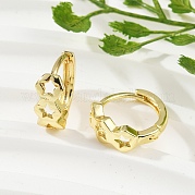 Полые серьги-кольца в форме звезды из латуни EJEW-L299-01G