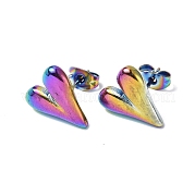 Ion Plating(IP) 304 Stainless Steel Heart Stud Earrings for Women EJEW-F300-09MC