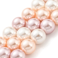 Hebras de perlas de concha electrochapadas, teñido, redondo, ciruela, 8mm, agujero: 0.8 mm, aproximamente 52 pcs / cadena, 15.94 pulgada (40.5 cm)