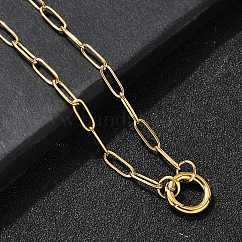 Collar con colgante de anillo y cadena de clip de acero inoxidable 304 para mujer, revestimiento de iones (ip), real 18k chapado en oro, 16.69 pulgada (42.4 cm)