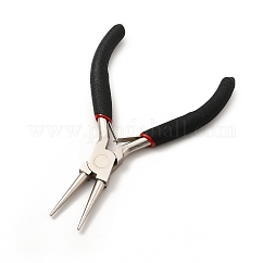Pinze per gioielli in acciaio al carbonio 65 #, pinza a becchi tondi, ferronickel, nero, 12x7.9x0.9cm
