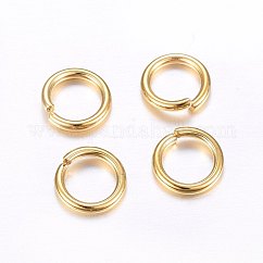 Anillos de salto abiertos de acero inoxidable 304, redondo, real 24k chapado en oro, 7x1.2mm, 17 diámetro, diámetro interior: 5 mm