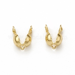 Tapanudos de grano de bronce, tapas de calotte, cubierta de nudo de concha, Sin cadmio y níque y plomo, real 18k chapado en oro, 6x3mm, agujero: 1.2 mm