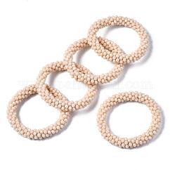 Pulseras elásticas de cuentas de vidrio opaco facetado, pulseras torsade, cuerda de color al azar, rerondana plana, almendra blanqueada, diámetro interior: 2 pulgada (5 cm)