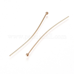 Perni a testa sferica in acciaio inossidabile 304, vero placcato oro 24k, 40x0.6mm, 22 gauge, testa: 1.8 mm