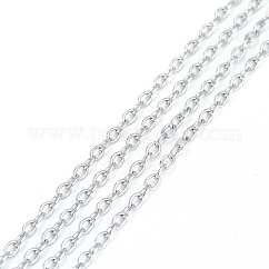 Cadenas de cable de acero inoxidable 201 resistentes al deslustre, para la fabricación de la joya diy, sin soldar, con carrete, oval, color acero inoxidable, 3x2x0.5mm, aproximadamente 32.8 pie (10 m) / rollo