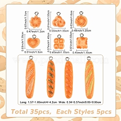 35 шт. подвески из смолы с имитацией хлеба в 7 стилях&nbsp;FIND-YW0009-24