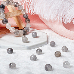 Нити круглых бусин из натурального драгоценного камня мутного кварца&nbsp;G-OC0001-17