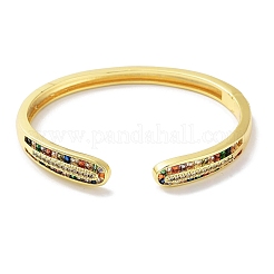 Браслеты-манжеты с прозрачным кубическим цирконием из латуни с микропаве&nbsp;BJEW-Z061-23C