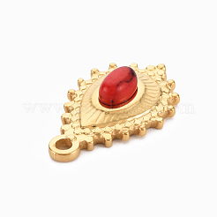 304ステンレスペンダント  白い石で  ティアドロップ  染め＆加熱  レッド  22x14x5mm  穴：1.6mm&nbsp;STAS-N087-41H