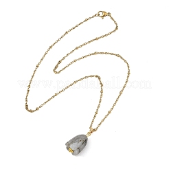 Collier avec pendentif fleur en pierre naturelle mélangée et chaîne en acier inoxydable 304&nbsp;NJEW-JN06440