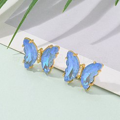 Фурнитура для сережек-гвоздиков из латуни и стекла&nbsp;KK-D291-13G