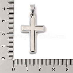 304ステンレスペンダント  ラインストーン付き  クロスチャーム  ステンレス鋼色  38x18x3mm  穴：5x4.5mm&nbsp;STAS-G346-07P