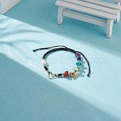 Плетеные браслеты из натуральных смешанных камней и пресноводного жемчуга BJEW-JB08720-04