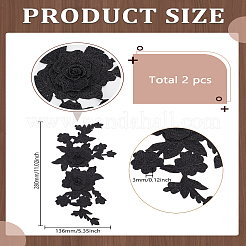 2 Stück Polyester-Stickerei-Blumenornament-Zubehör&nbsp;PATC-LP0001-34