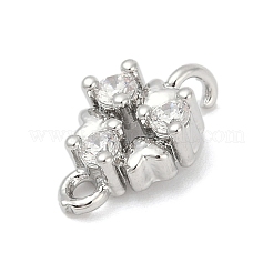 Шармы-соединители из латуни с микропаве из прозрачного кубического циркония&nbsp;KK-Z094-08P-01