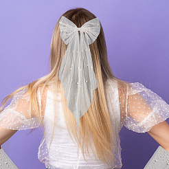 Braut-Sets mit langen Netzhandschuhen aus Stoff und Haarspangen aus Acetat&nbsp;AJEW-DR0002-62