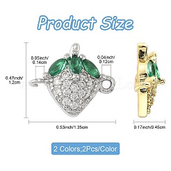 4 шт. 2-х цветные латунные подвески-фигурки с кубическим цирконием и фруктами&nbsp;KK-FS0001-73B