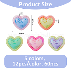 60шт 5 цвета непрозрачные акриловые бусины OACR-FH0001-058