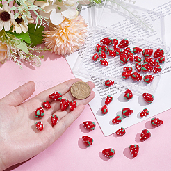 Ручной работы Lampwork 3 d клубника шарики&nbsp;LAMP-UN0001-02