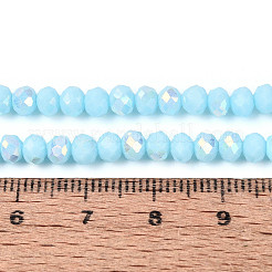 Нити из непрозрачных стеклянных бусин-ронделей с цветным покрытием ab&nbsp;EGLA-T029-4mm-09I