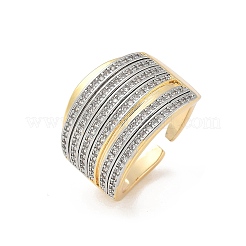 Латунные микро проложить кубического циркония кольца&nbsp;RJEW-D307-04G-A