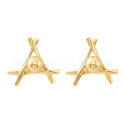 Треугольник с круглыми латунными серьгами-гвоздиками EJEW-R025-06G