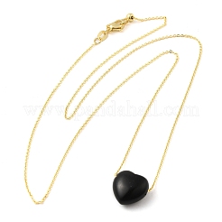 Collier pendentif coeur en obsidienne naturelle avec chaînes câblées en alliage doré&nbsp;NJEW-G116-01D