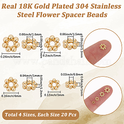80 шт. 4 стиля 304 нержавеющая сталь разделительные бусины&nbsp;STAS-BBC0008-28G