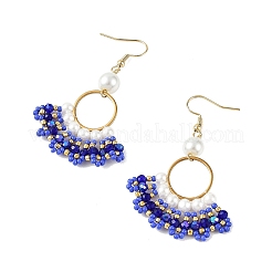 Boucles d'oreilles pendantes en perles de verre tressées&nbsp;EJEW-MZ00747-03