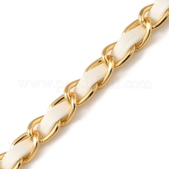 酸化アルミニウムロープチェーン  puイミテーションレザー付き  溶接されていない  ホワイト  7x3.5mm  50ヤード/バンドルに関する&nbsp;CHA-NH0001-01B-02